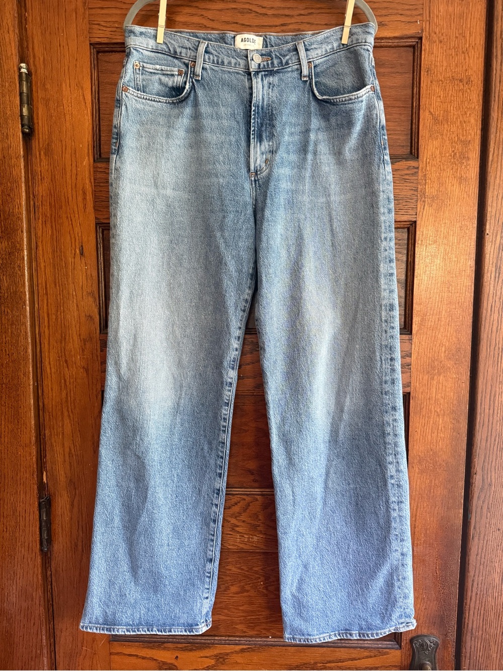 AGOLDE Harper Jeans Straight Leg Mid Rise Medium Light Wash Stretch Cotton US 31